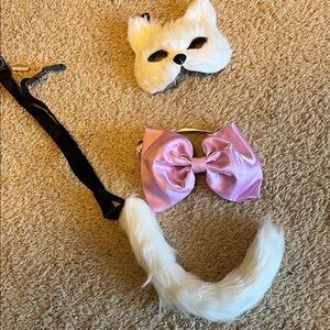 White Cat Costume Set with Pink Bow